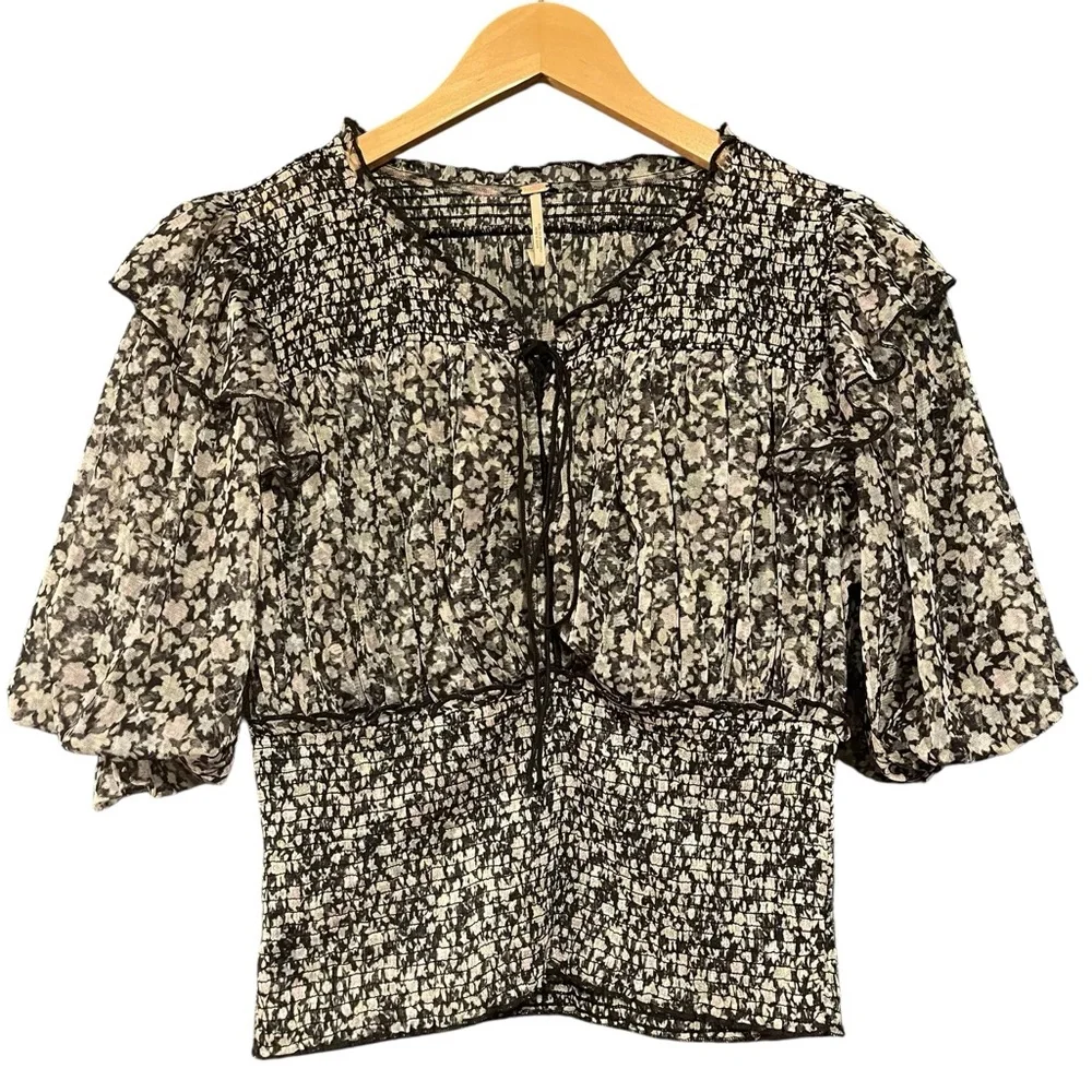 Free People Floral Milkmaids Blouse - Picture 2 of 4